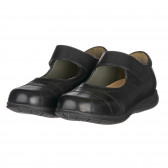 Кожени обувки балеринки с декоративни шевове, черни Chicco 261058 