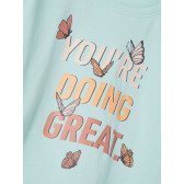Тениска от органичен памук с надписи и щампа на пеперуди, синя Name it 263079 3