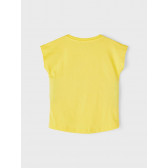 Тениска от органичен памук с щампа на сладолед и очила, жълта Name it 263087 3