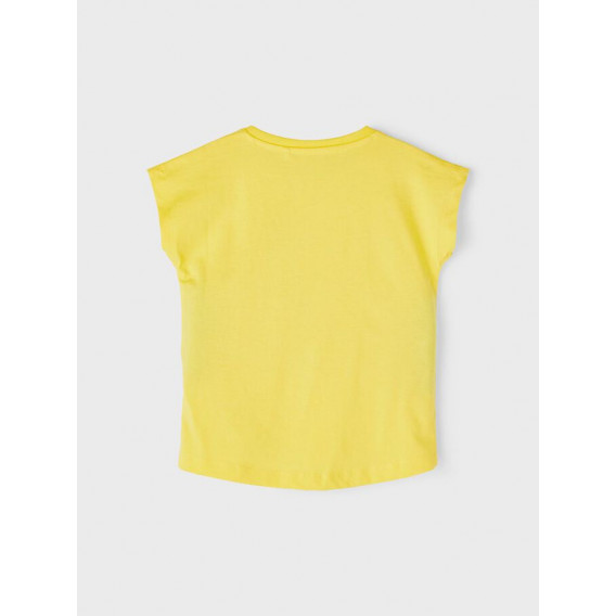 Тениска от органичен памук с щампа на сладолед и очила, жълта Name it 263087 3