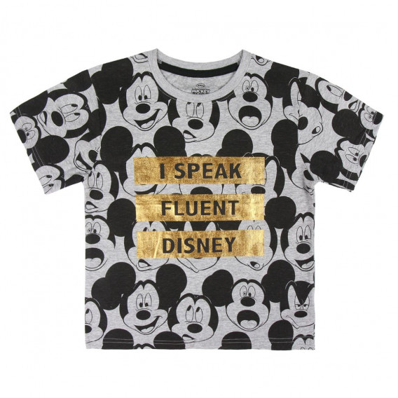 Памучна тениска с принт за момиче Mickey Mouse 263113 