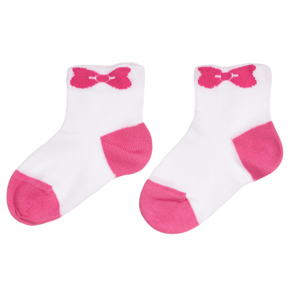 Чорапи с розови панделки за бебе, бели Chicco 264071 