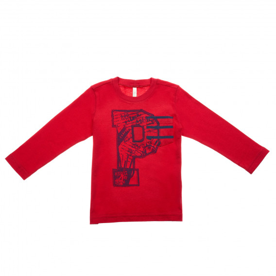 Блуза за момче с апликация, червена Benetton 26415 
