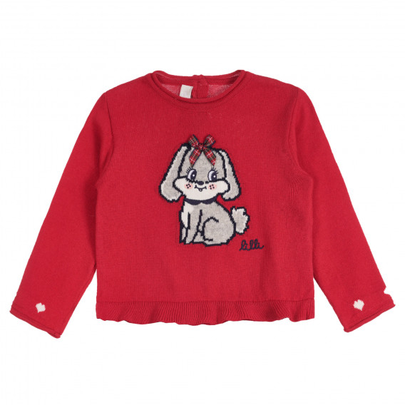 Пуловер с апликация на куче за бебе, червен Chicco 264156 