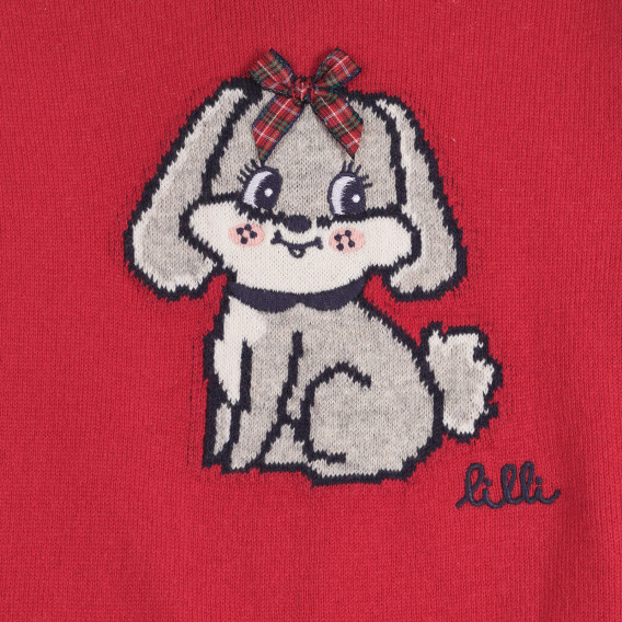 Пуловер с апликация на куче за бебе, червен Chicco 264158 2