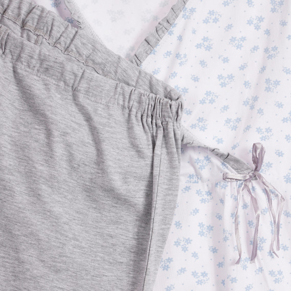Памучна пижама за бременни и кърмачки в бяло и сиво Chicco 264229 3