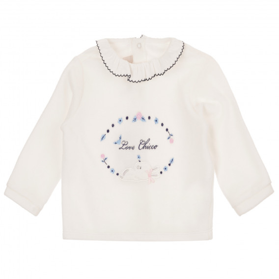 Комплект блуза и ританки за бебе в бяло и синьо Chicco 264459 2