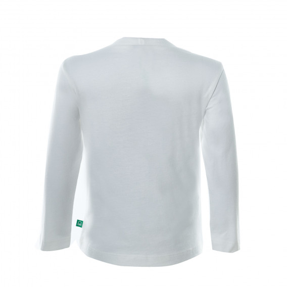 Памучна блуза с дълъг ръкав и щампа на Supermen за бебе момче, бяла Benetton 26448 2