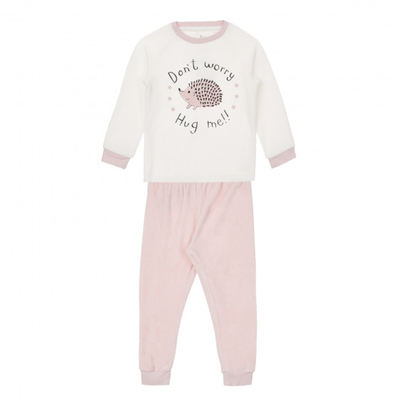 Пижама с принт на таралеж в бяло и розово Chicco 264506 