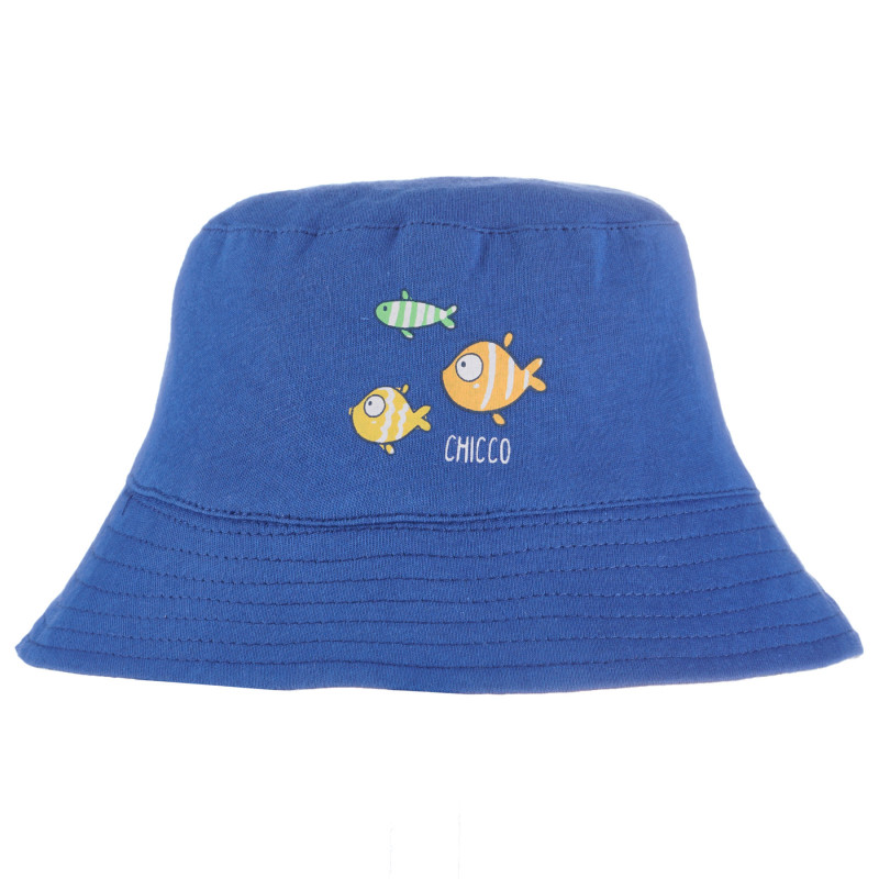 Памучна двулицева шапка за бебе, синя  264630