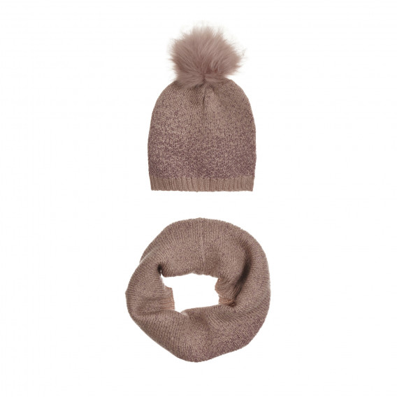 Комплект шал и шапка за бебе с блестящи акценти, розов Chicco 264755 