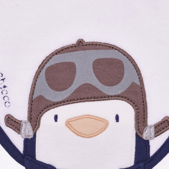 Лигавник с принт на пингвин за бебе, бял Chicco 264797 2