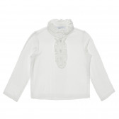 Памучна блуза с дълъг ръкав за момиче бяла Creazioni Bici 265184 