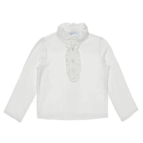 Памучна блуза с дълъг ръкав за момиче бяла Creazioni Bici 265184 