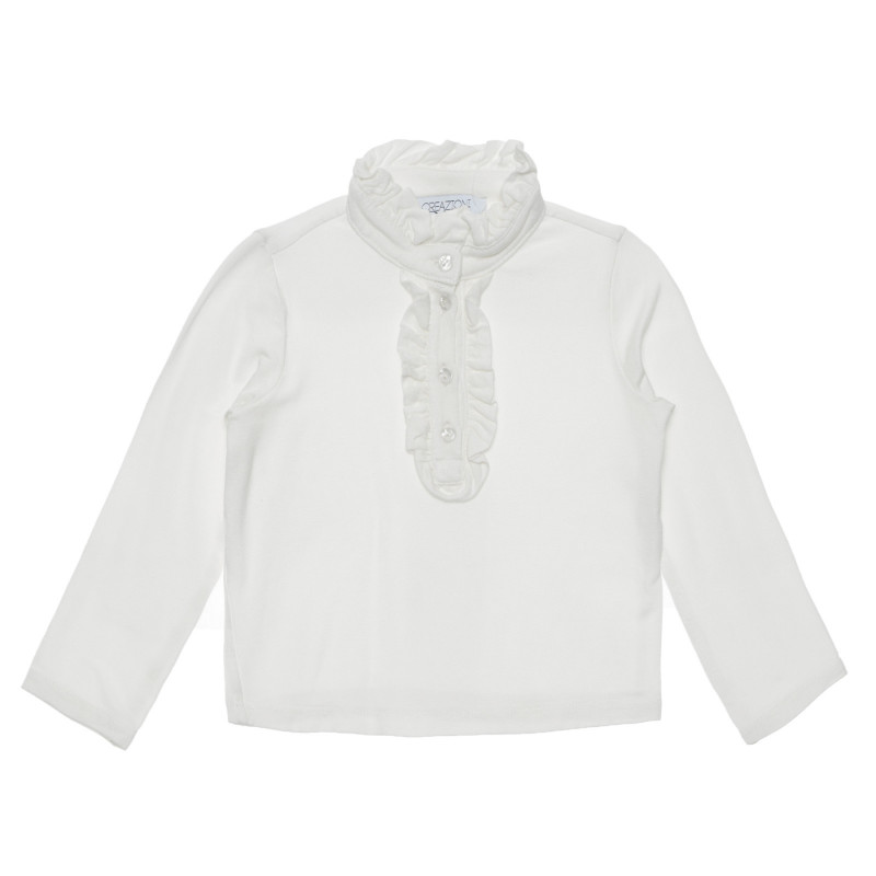 Памучна блуза с дълъг ръкав за момиче бяла  265184
