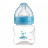 Полипропиленово шише за хранене с широко гърло Little Angel с биберон 1 капка, 0+ месеца, 125 мл, синьо ZIZITO 265199 
