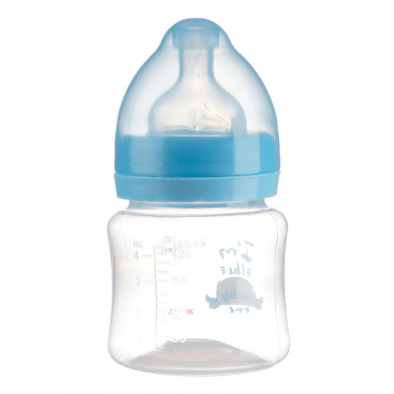 Полипропиленово шише за хранене с широко гърло Little Angel с биберон 1 капка, 0+ месеца, 125 мл, синьо ZIZITO 265200 2