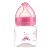 Полипропиленово шише за хранене с широко гърло Little Angel с биберон 1 капка, 0+ месеца, 125 мл, розово ZIZITO 265203 