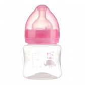 Полипропиленово шише за хранене с широко гърло Little Angel с биберон 1 капка, 0+ месеца, 125 мл, розово ZIZITO 265204 2