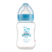 Полипропиленово шише за хранене с широко гърло Little Angel с биберон 2 капки, 3+ месеца, 250 мл, синьо ZIZITO 265207 
