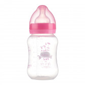 Полипропиленово шише за хранене с широко гърло Little Angel с биберон 2 капки, 3+ месеца, 250 мл, розово ZIZITO 265213 3