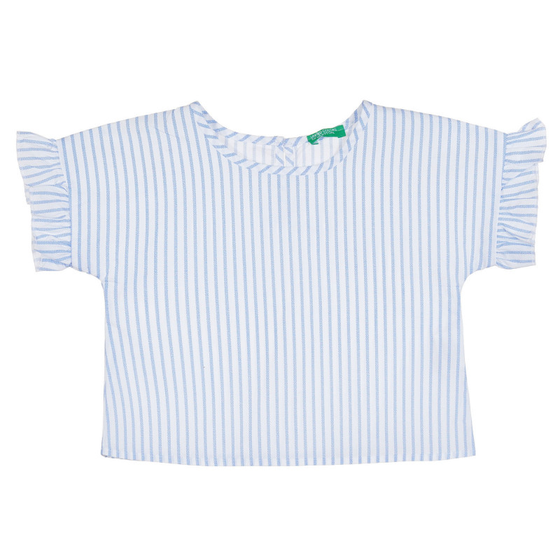  Памучна блуза с къс ръкав в бяло и синьо райе  265260