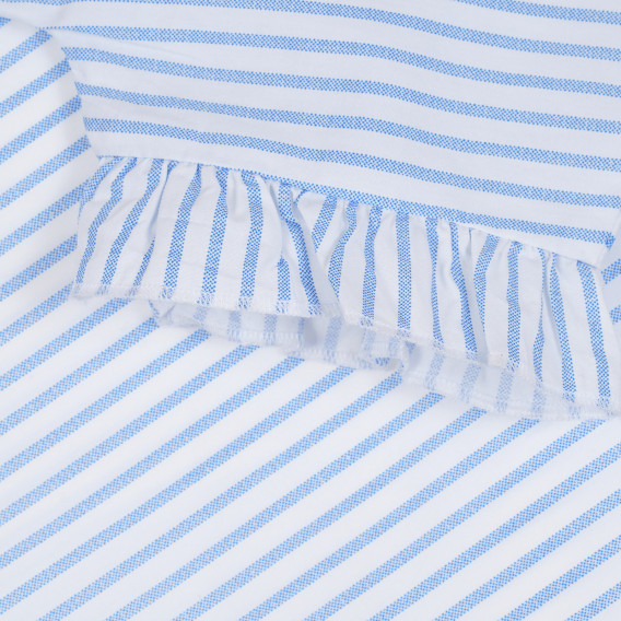  Памучна блуза с къс ръкав в бяло и синьо райе Benetton 265261 2