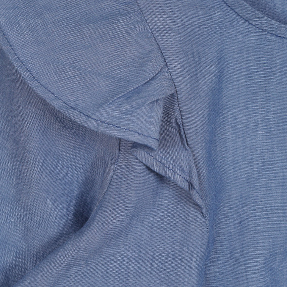Памучна блуза с дълъг ръкав и къдрици, синя Benetton 265265 2