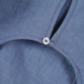 Памучна блуза с дълъг ръкав и къдрици, синя Benetton 265266 3