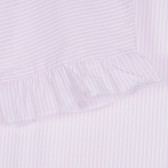 Памучна блуза с къс ръкав в бяло и розово райе Benetton 265269 2
