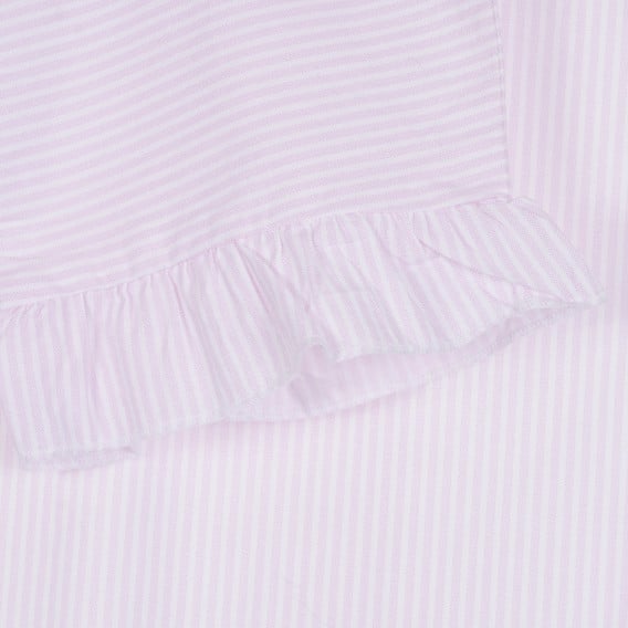 Памучна блуза с къс ръкав в бяло и розово райе Benetton 265269 2