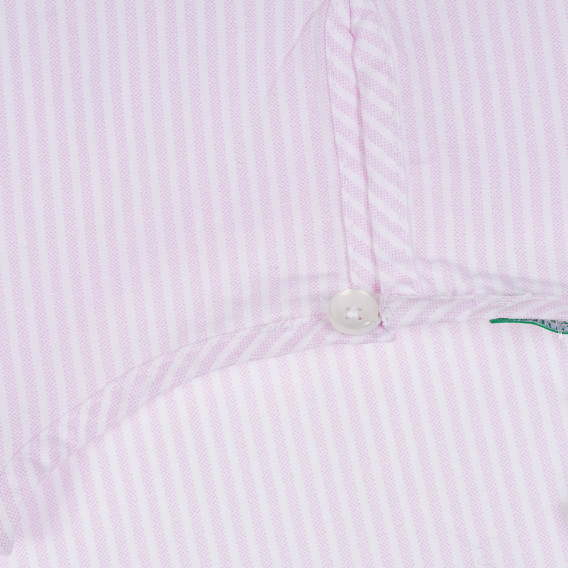 Памучна блуза с къс ръкав в бяло и розово райе Benetton 265270 3