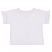 Памучна блуза с къс ръкав в бяло и розово райе Benetton 265271 4