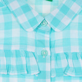Памучна риза без ръкави в светлосиньо и бяло каре Benetton 265273 2