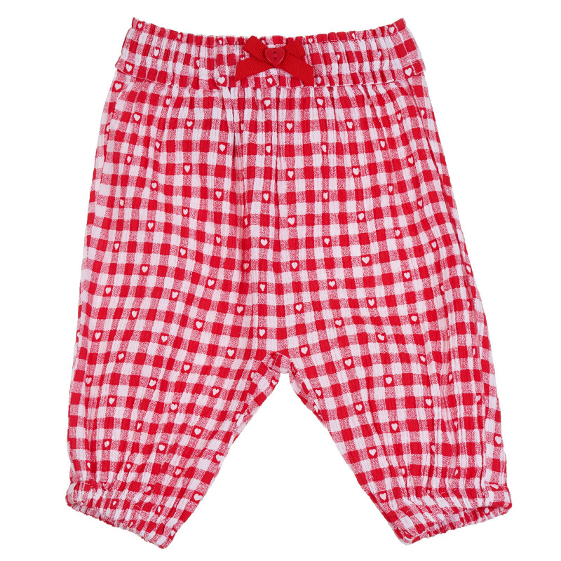 Кариран панталон на сърчица за бебе, червен  265322