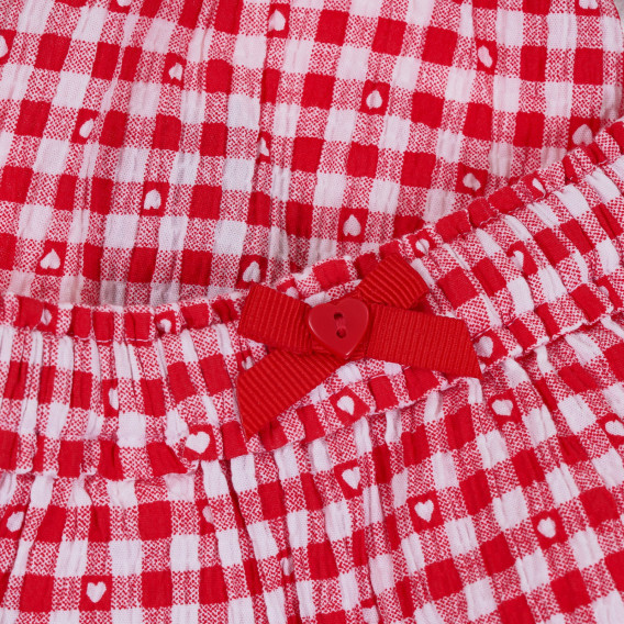 Кариран панталон на сърчица за бебе, червен Benetton 265323 2