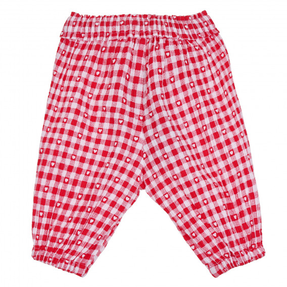 Кариран панталон на сърчица за бебе, червен Benetton 265325 4