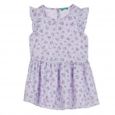 Памучна рокля с флорален принт, лилава Benetton 265342 