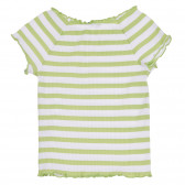 Блуза с къс ръкав в зелено и бяло райе Benetton 265389 3