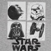 Памучна тениска с щампа на Star Wars, сива Benetton 265430 2
