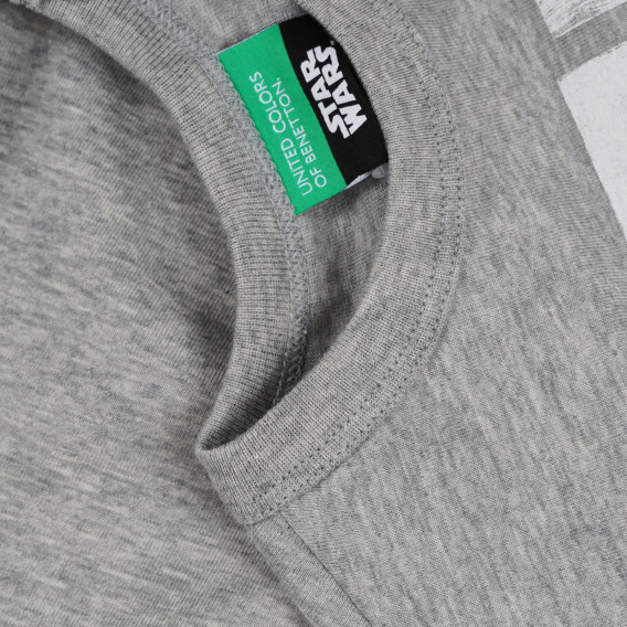 Памучна тениска с щампа на Star Wars, сива Benetton 265431 3