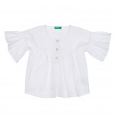 Блуза с къс ръкав и копчета, бяла Benetton 265475 