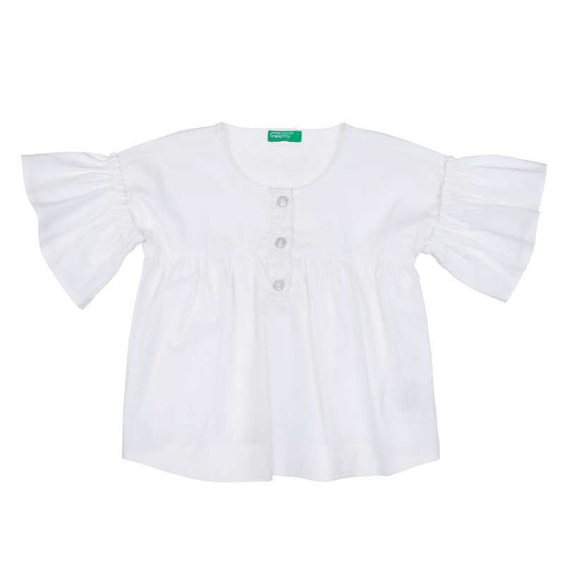 Блуза с къс ръкав и копчета, бяла  265475