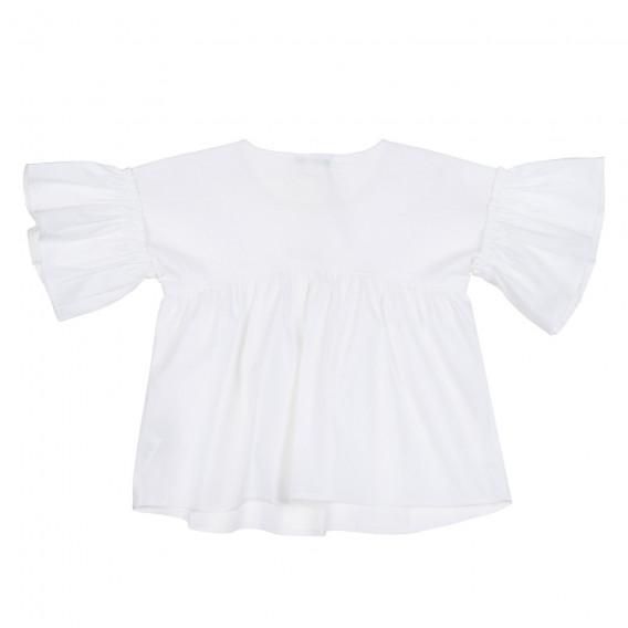 Блуза с къс ръкав и копчета, бяла Benetton 265478 4