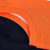 Тениска с надпис Break и оранжев акцент, тъмносиня Benetton 265518 3