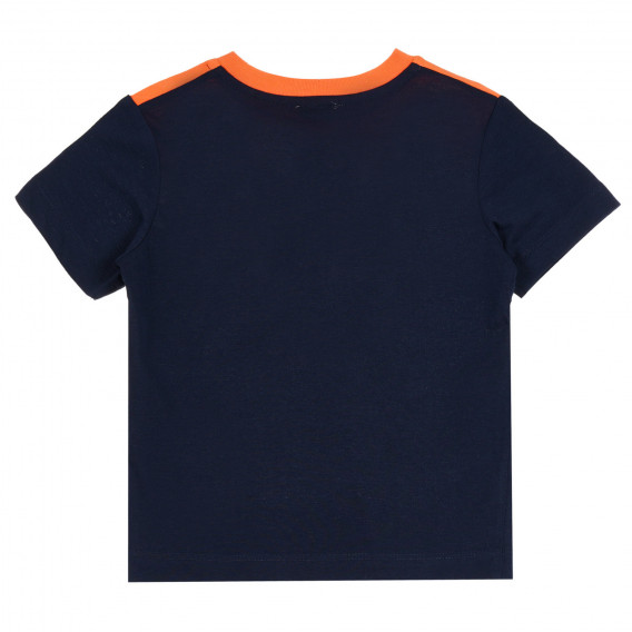 Тениска с надпис Break и оранжев акцент, тъмносиня Benetton 265519 4