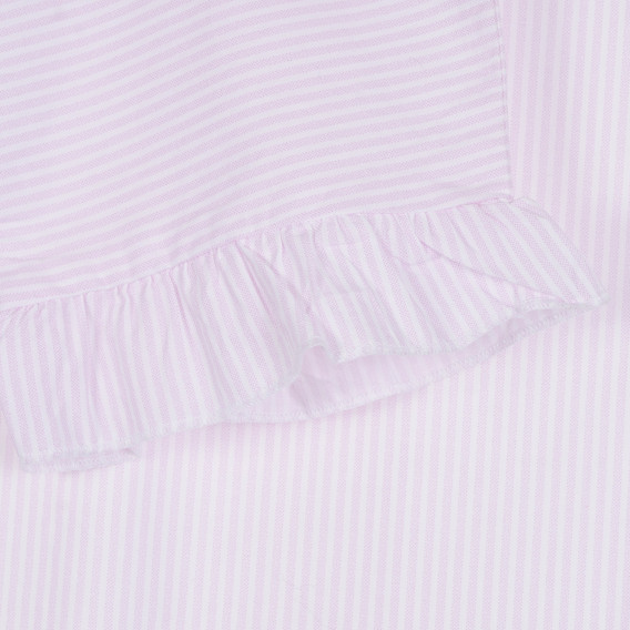 Памучна блуза с къс ръкав в бяло и розово райе Benetton 265685 6