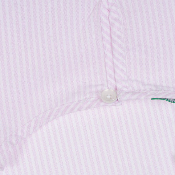 Памучна блуза с къс ръкав в бяло и розово райе Benetton 265686 7