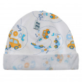 Памучна шапка за бебе с принт на коли, бяла TUTU 266121 3