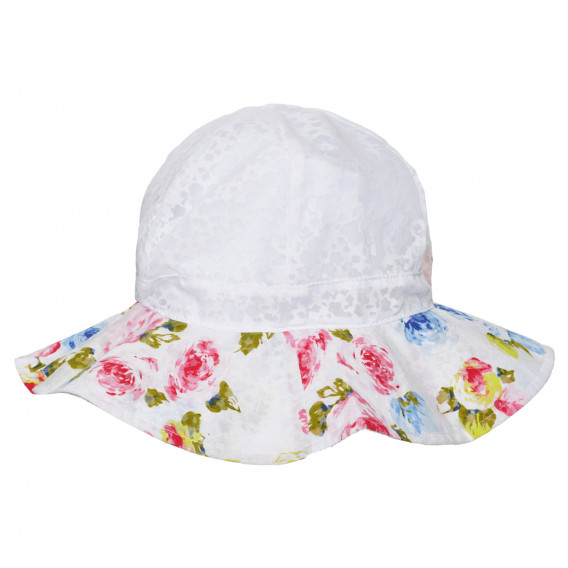 Памучна шапка с флорален принт и панделка, бяла TUTU 266215 5